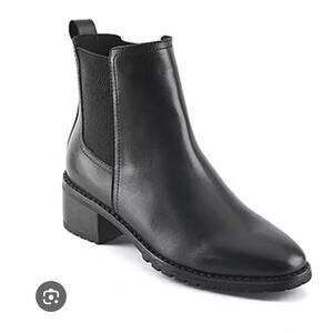 New Easy Spirit Womens Fedra Block Heel Dress Boots Black Leather 8.5M